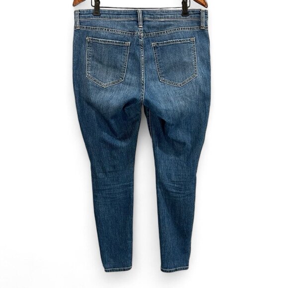 Gap Jeans Womens Legging Sz 12 Distressed Plaid Patches Medium Wash Denim - Picture 2 of 15